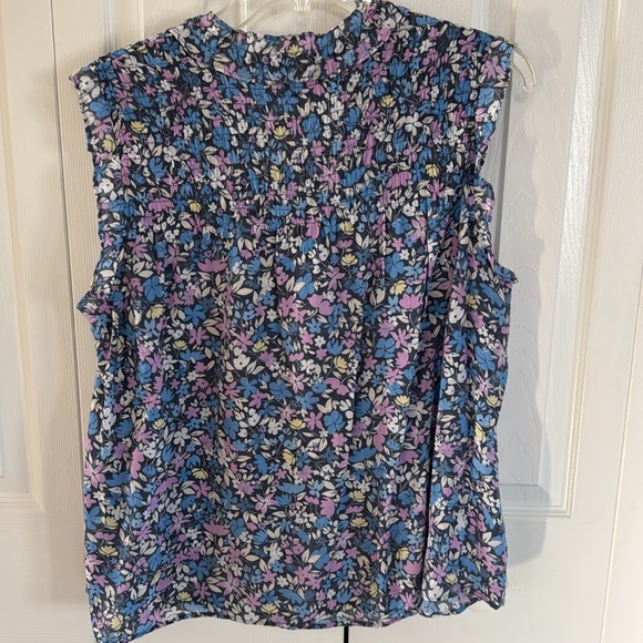 Nanette Lepore Dk. Gray Lavender/Blue/Ivory Floral Tassel Tie V-Neck Tank Top -M - Picture 6 of 8